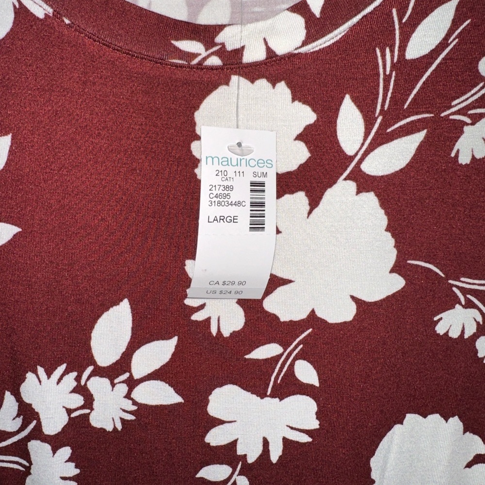 Maurices Burgundy and White Floral Midi Dress - Picture 4 of 7